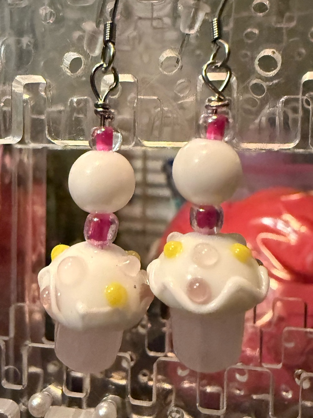 Handmade Glass Cupcake Dangle Earrings | Sweet Treat Dessert Jewelry 🧁
